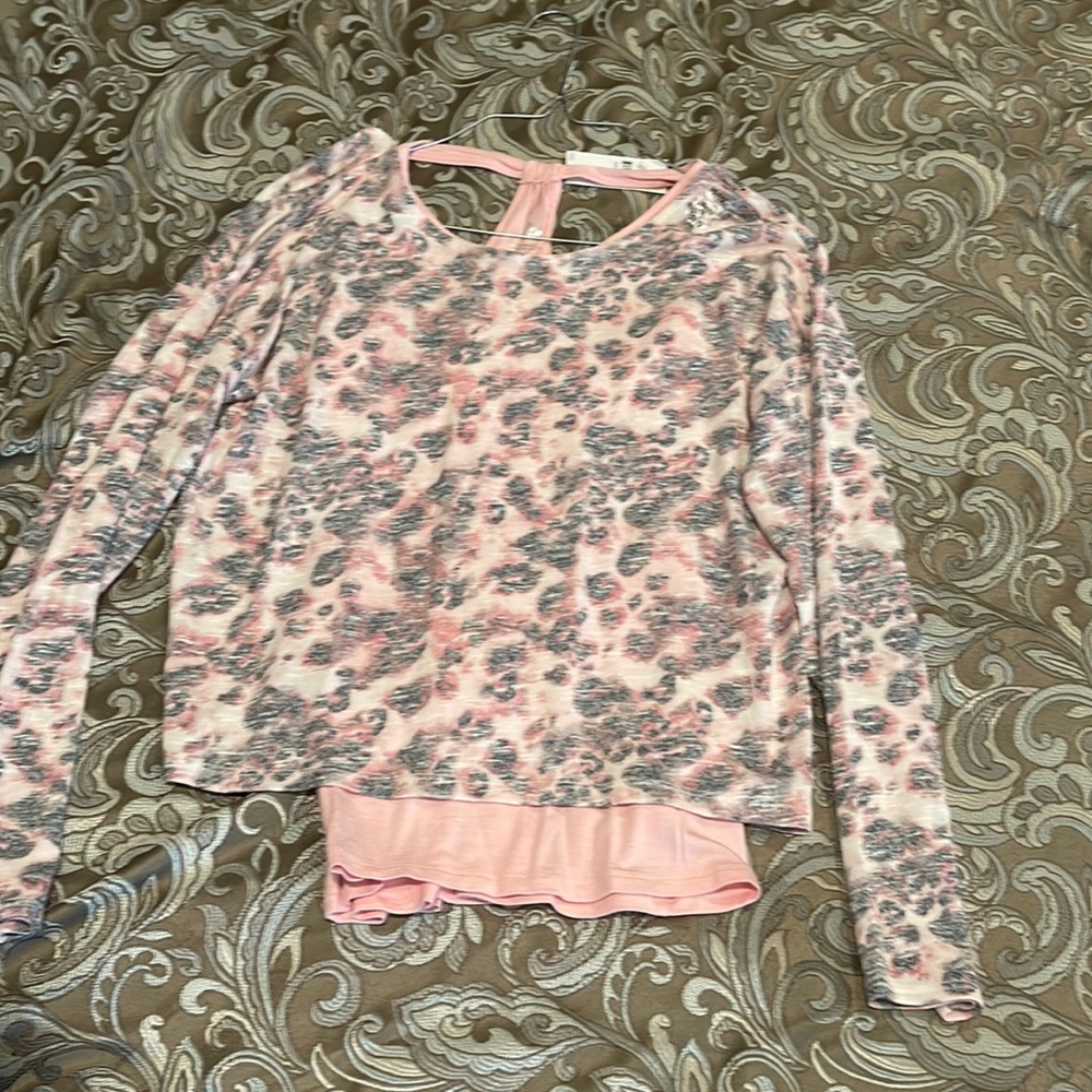 Girls justice long sleeve lightweight top with sewn in undershirt 10/12 plus New